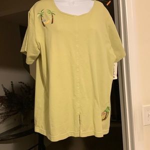 NWT Gemini II Celadon Green Short Sleeve Top in Preshrunk Cotton in XL